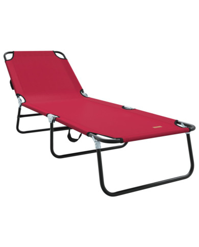 Chaise longue pliante portable rouge en tissu Oxford 600D | Mobilier & Déco