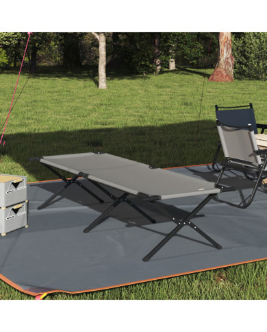 Lit de soleil pliant avec Sac de Transport Gris Tissu Oxford 600D | Mobilier & Déco