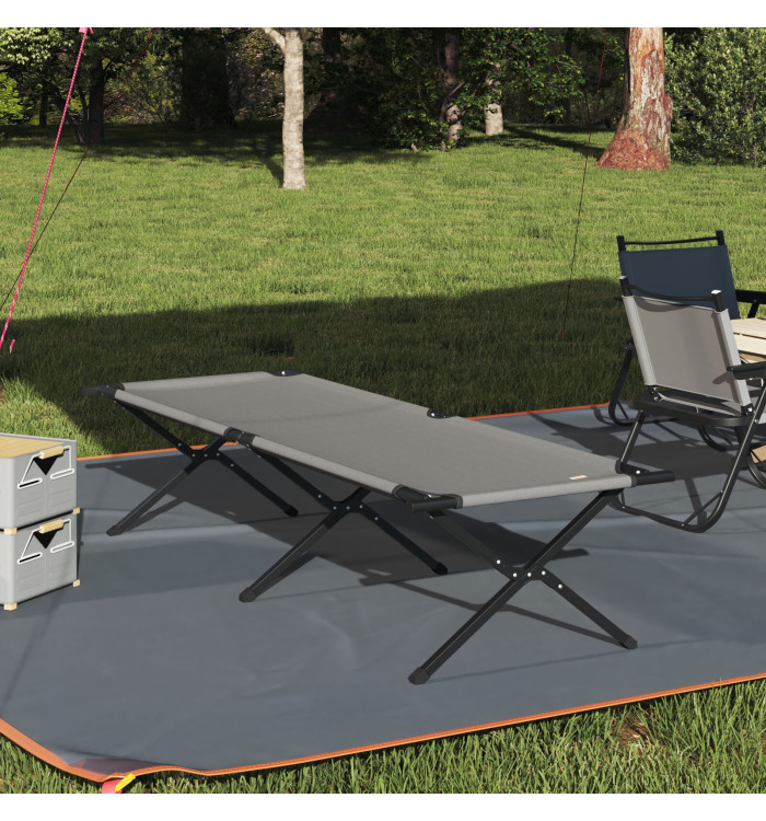 Lit de soleil pliant avec Sac de Transport Gris Tissu Oxford 600D | Mobilier & Déco