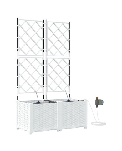 Jardinières avec système d'irrigation d'eau 2 pcs Blanc | Mobilier & Déco