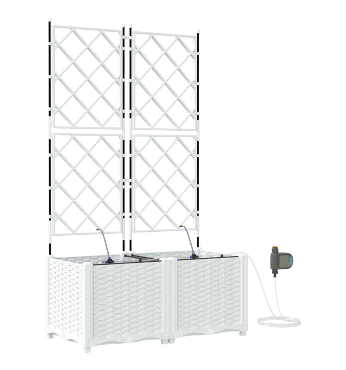 Jardinières avec système d'irrigation d'eau 2 pcs Blanc | Mobilier & Déco