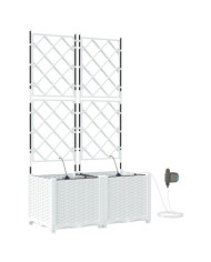 Jardinières avec système d'irrigation d'eau 2 pcs Blanc | Mobilier & Déco