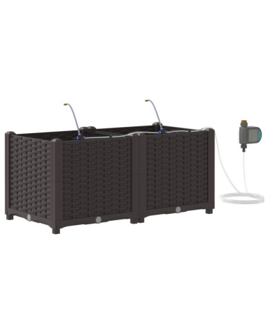 Jardinières avec système d'irrigation 2 pcs Marron | Mobilier & Déco
