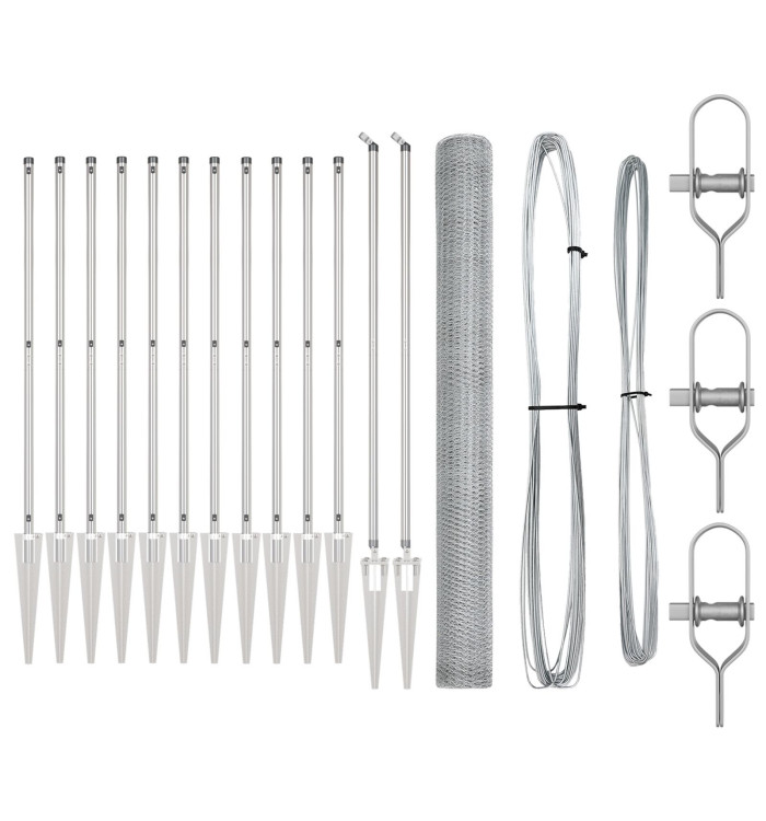 Kit de Clôture Set de 2 Acier Galvanisé 25 x 1,5 m Durable | Mobilier & Déco