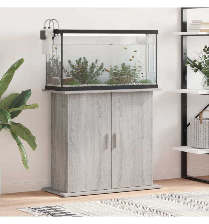 Support pour aquarium sonoma gris 81x36x73 cm bois d'ingénierie | Mobilier & Déco