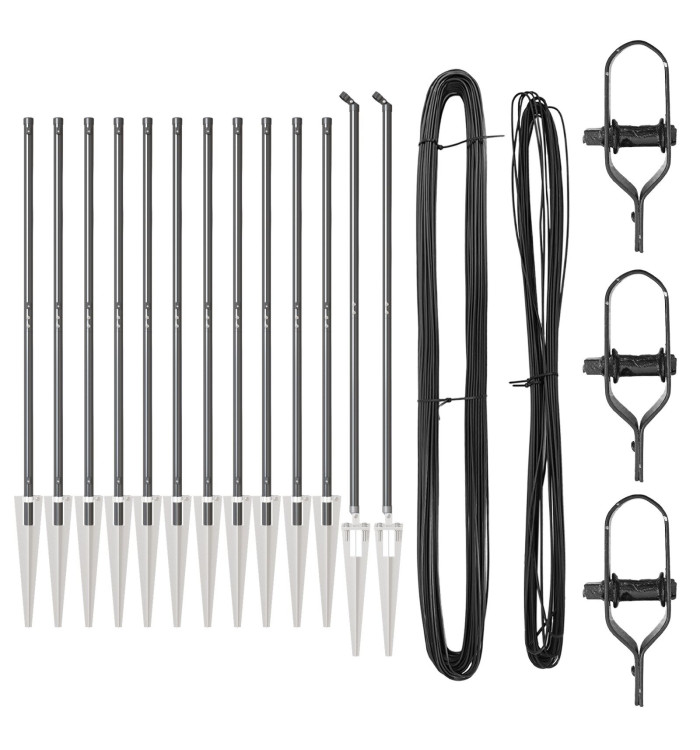 Piquets de clôture avec pointe 13 pcs Ø32 mm 160 cm Acier galvanisé | Mobilier & Déco