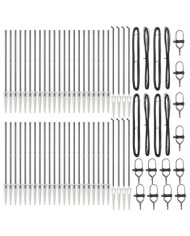 Piquets de clôture avec pointe 52 pcs Ø32 mm 160 cm en acier galvanisé | Mobilier & Déco