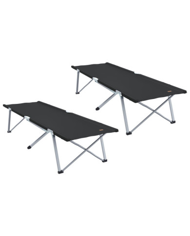 Lits de camping pliants 2 pcs avec sac de transport Noir Tissu Oxford 600D | Mobilier & Déco