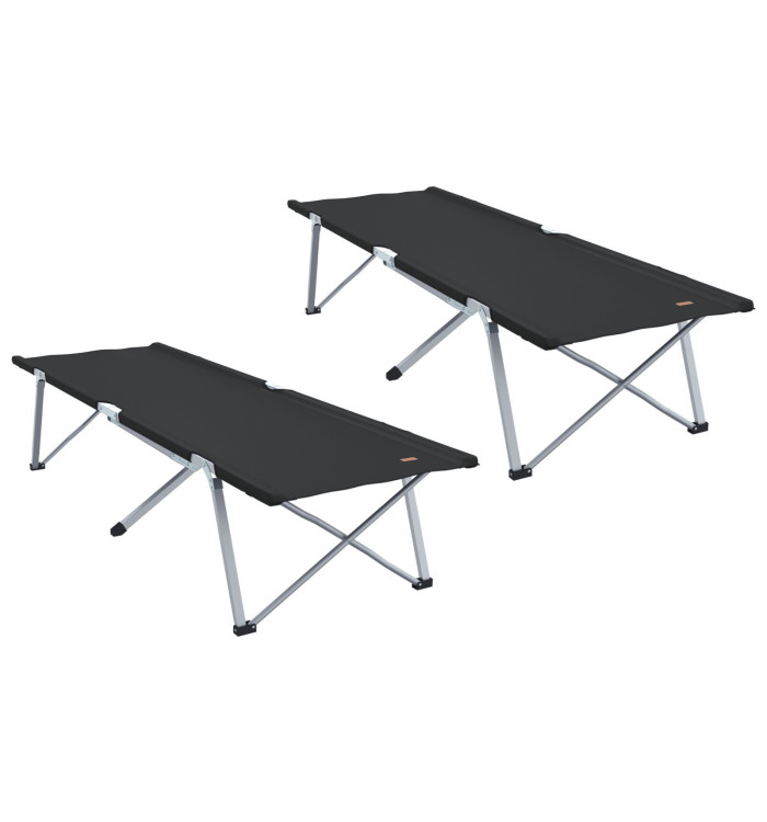 Lits de camping pliants  2 pcs avec sac de transport Noir Tissu Oxford 600D | Mobilier & Déco