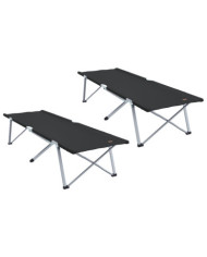 Lits de camping pliants  2 pcs avec sac de transport Noir Tissu Oxford 600D | Mobilier & Déco