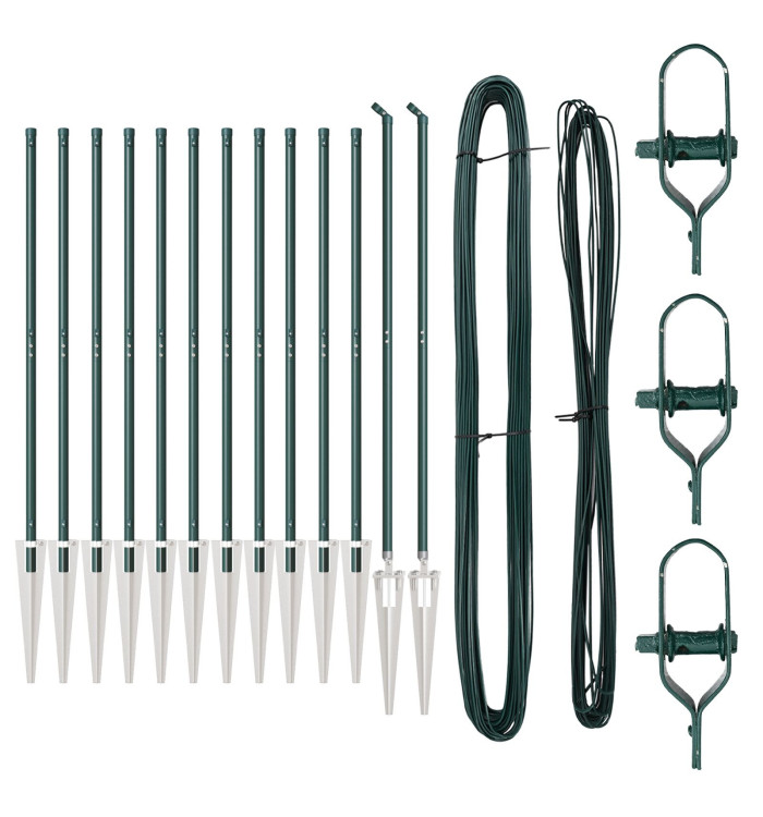 Poteaux de clôture avec pointe 13 pcs Ø32 mm 180 cm Acier galvanisé | Mobilier & Déco
