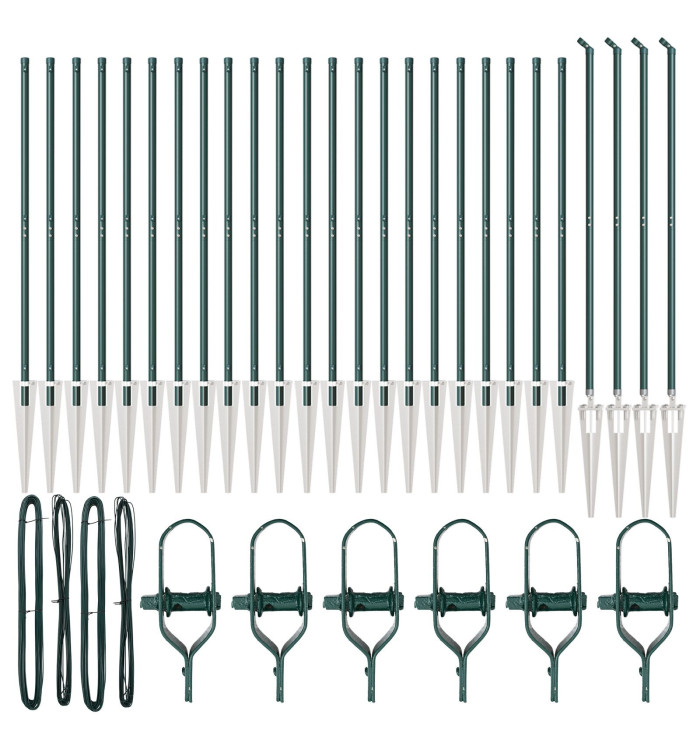 poteaux de clôture avec pointe 26 pcs Ø32 mm 170 cm en acier galvanisé | Mobilier & Déco