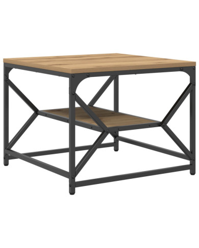 Table basse avec étagère en chêne, 51x50x40 cm, en bois d'ingénierie | Mobilier & Déco