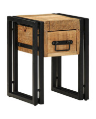 Table d'appoint  avec tiroir Noir 30x30x40 cm Bois de manguier massif | Mobilier & Déco