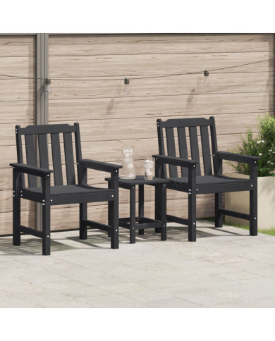 Chaises de jardin 2 pcs Noir HDPE | Mobilier & Déco