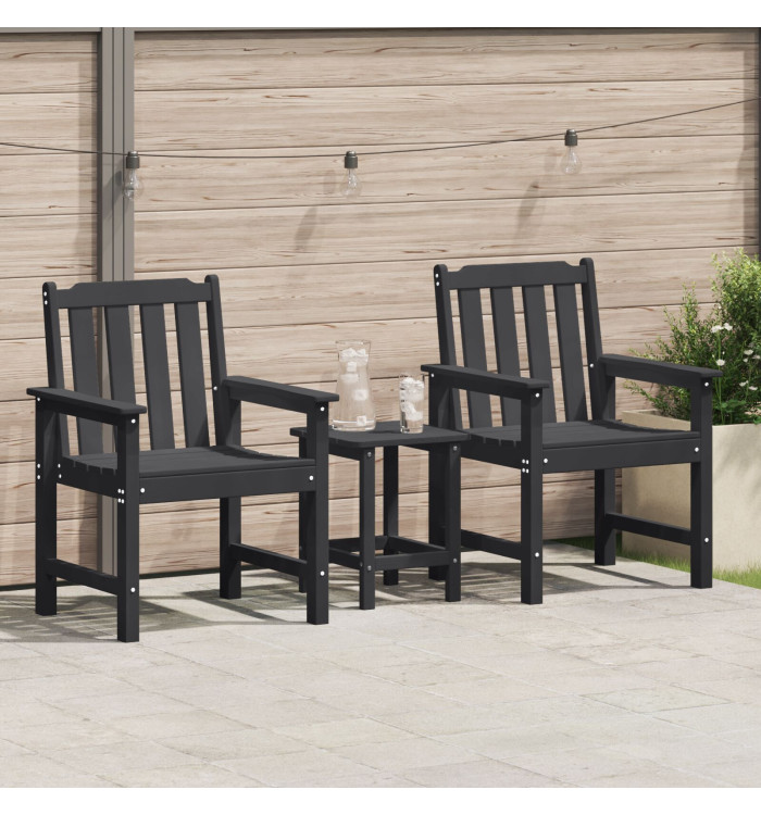 Chaises de jardin 2 pcs Noir HDPE | Mobilier & Déco