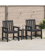 Chaises de jardin 2 pcs Noir HDPE | Mobilier & Déco