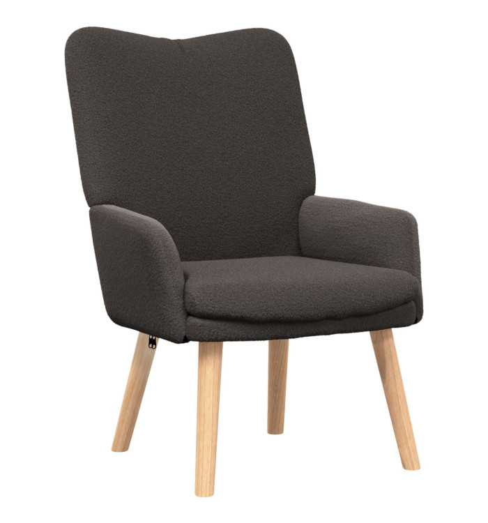 Chaise Relaxante Gris Foncé Tissu en Laine Bouclée | Mobilier & Déco