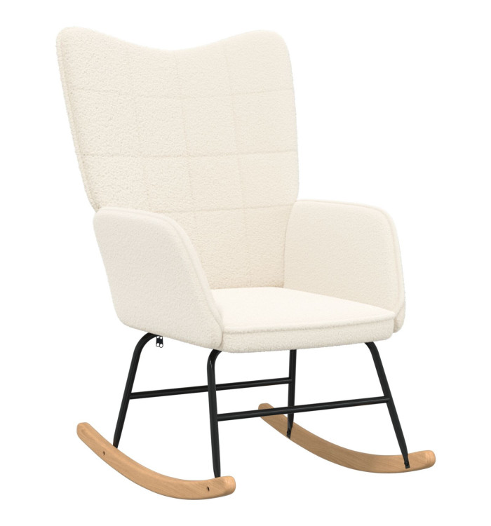 Fauteuil relaxant en tissu crème ressemblant à de la laine | Mobilier & Déco