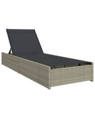 Chaise Longue Beige 60x200x27 cm Rattan Poly | Mobilier & Déco