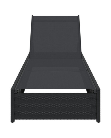Chaise Longue Noire 60x200x27 cm en Rattan Synthétique | Mobilier & Déco