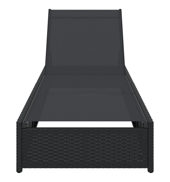 Chaise Longue Noire 60x200x27 cm en Rattan Synthétique | Mobilier & Déco