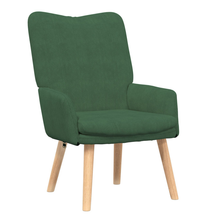 Chaise Relaxante Vert Jungle en Velours Côtelé | Mobilier & Déco
