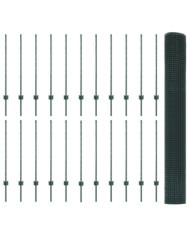 Clôture en Fil Soudé avec 22 Piquets U Verte 1x50 m Acier | Mobilier & Déco