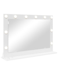 Miroir de coiffeuse avec lumières LED Blanc 80x55x18 cm | Mobilier & Déco