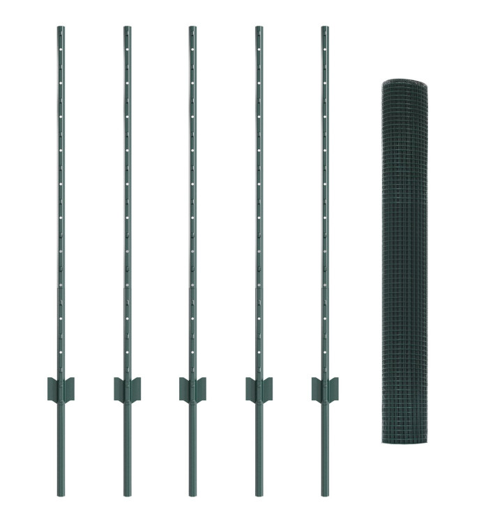 Kit de clôture en fil de fer Set de 2 Vert Métal, Plastique | Mobilier & Déco