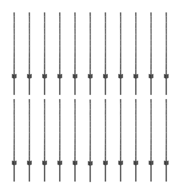 Poteaux de Clôture 44 pcs U-Channel Grise 140 cm Acier | Mobilier & Déco