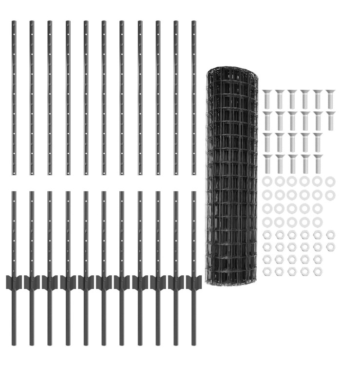 Set de clôture de jardin 2 pièces Gris Acier enduit de poudre | Mobilier & Déco