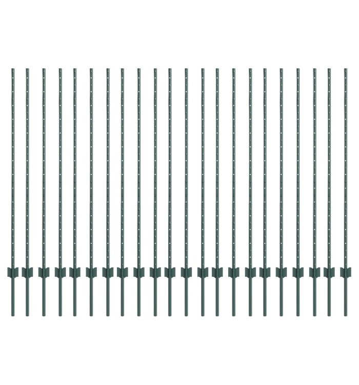 Poteaux de clôture 22 pcs U-Channel verts 180 cm en acier | Mobilier & Déco