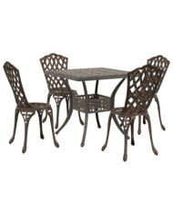 Ensemble de repas de jardin en 5 pièces en aluminium coulé bronze | Mobilier & Déco
