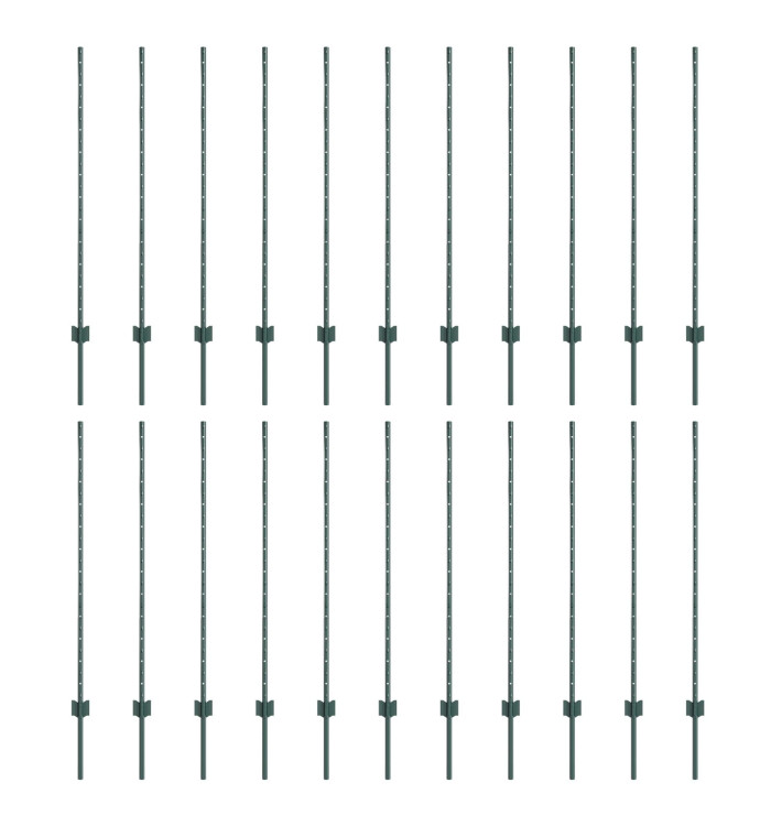 Poteaux de Clôture 22 pcs U-Channel Vert 160 cm Acier | Mobilier & Déco