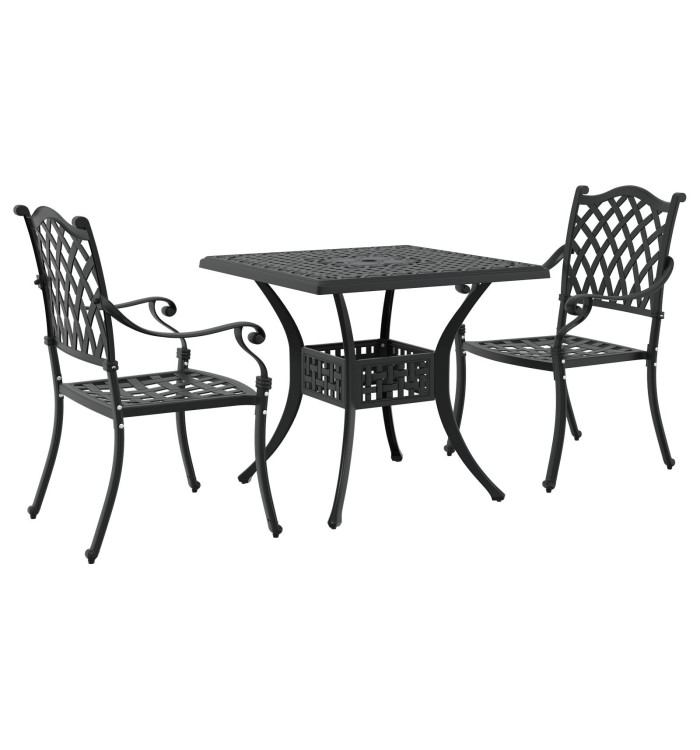 Set de Jardin Bistro 3 Pièces Noir en Aluminium et Fonte | Mobilier & Déco