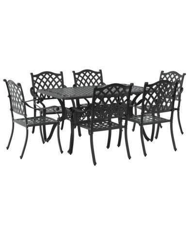 Ensemble de salle à manger de jardin de 7 pièces en aluminium noir de | Mobilier & Déco