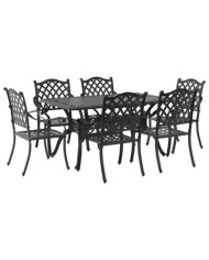 Ensemble de salle à manger de jardin de 7 pièces en aluminium noir de | Mobilier & Déco