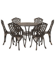 Ensemble de salle à manger de jardin 7 pièces en aluminium coulé bronze | Mobilier & Déco