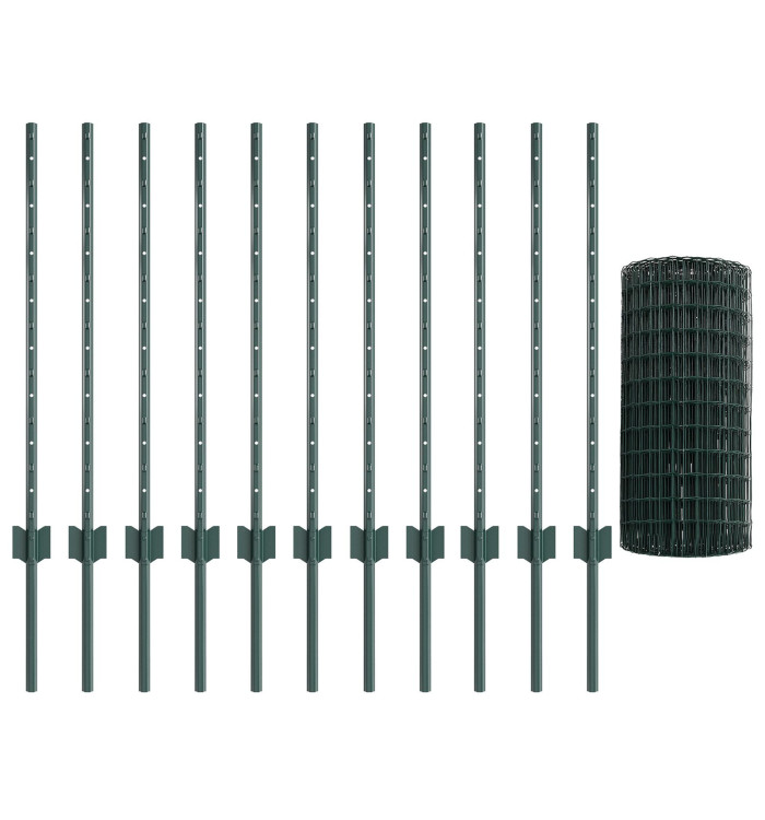 Set de Clôtures de Jardin Set de 2 Vert Métal 25 m Résistant | Mobilier & Déco