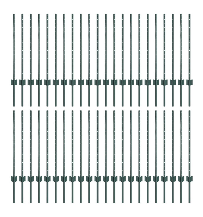 Poteaux de clôture 44 pcs U-Channel vert 120 cm acier | Mobilier & Déco