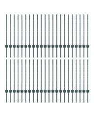 Poteaux de clôture 44 pcs U-Channel vert 120 cm acier | Mobilier & Déco