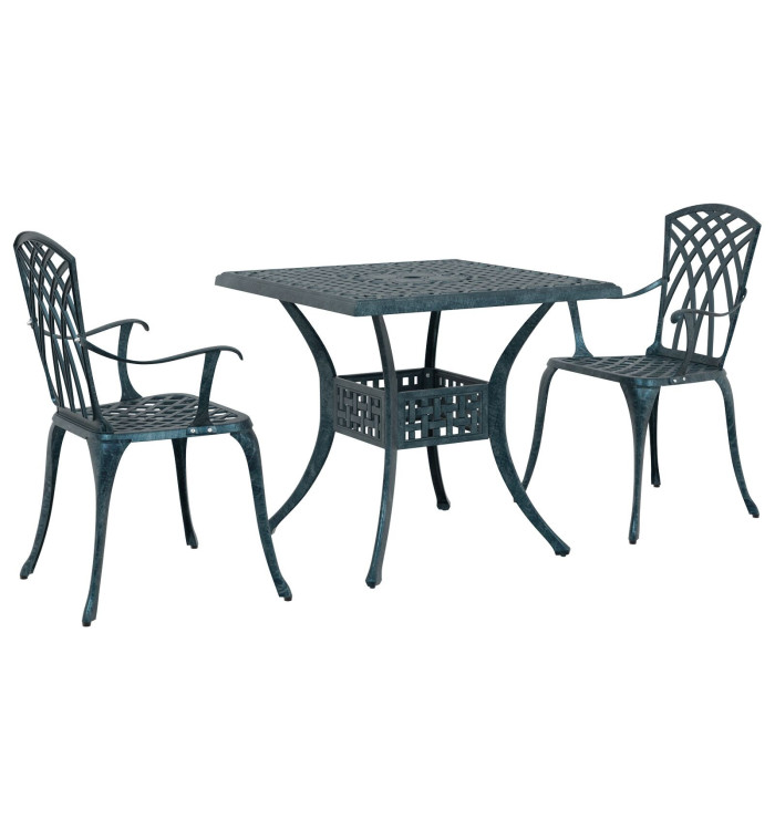 Ensemble Bistro de Jardin 3 pièces Vert en Aluminium | Mobilier & Déco