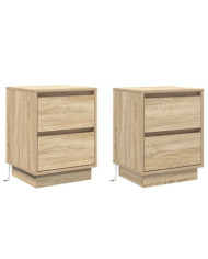 Armoires de chevet avec lumières LED 2 pcs chêne Sonoma 39x34,5x50 cm | Mobilier & Déco