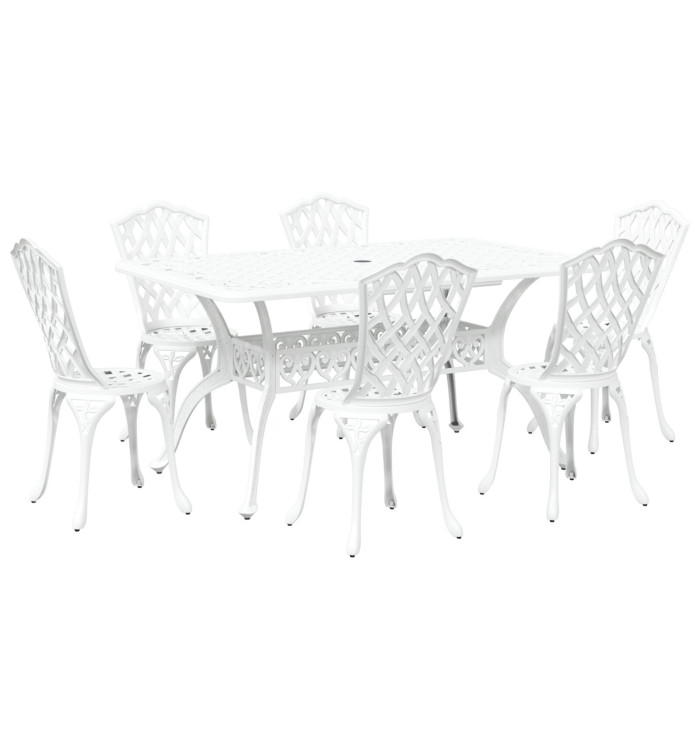 Ensemble de salle à manger de jardin 7 pièces en aluminium blanc | Mobilier & Déco