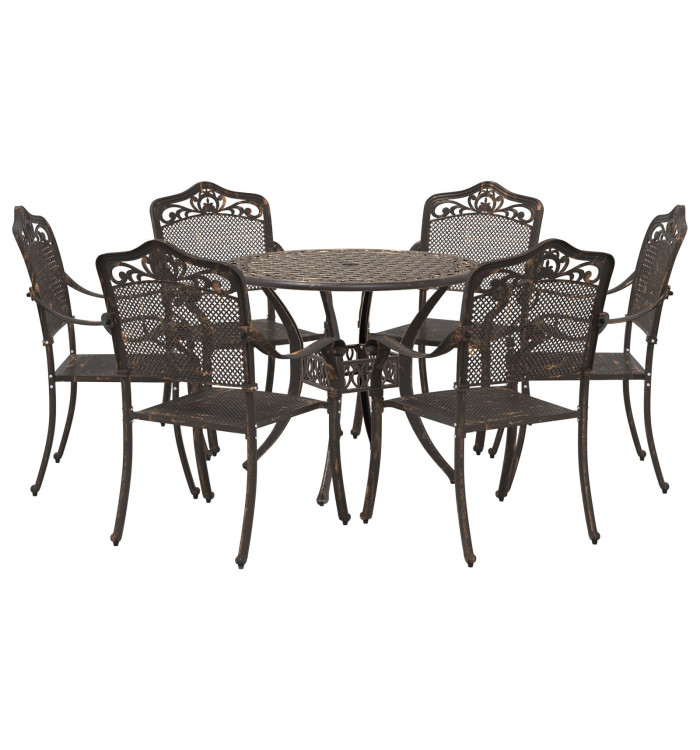 Ensemble de jardin en alu bronze 7 pièces | Mobilier & Déco