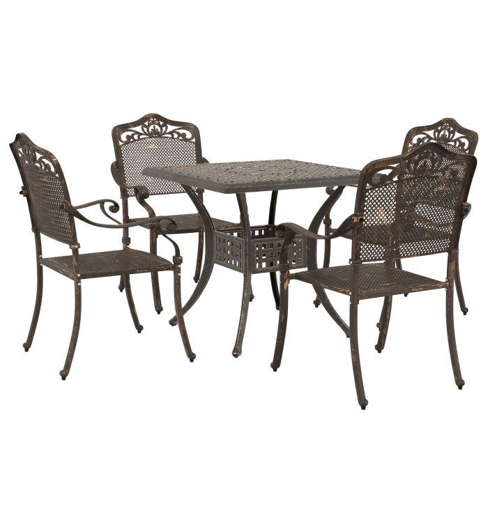 Set de salle à manger de jardin 5 pièces en aluminium bronze | Mobilier & Déco