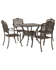 Set de salle à manger de jardin 5 pièces en aluminium bronze | Mobilier & Déco
