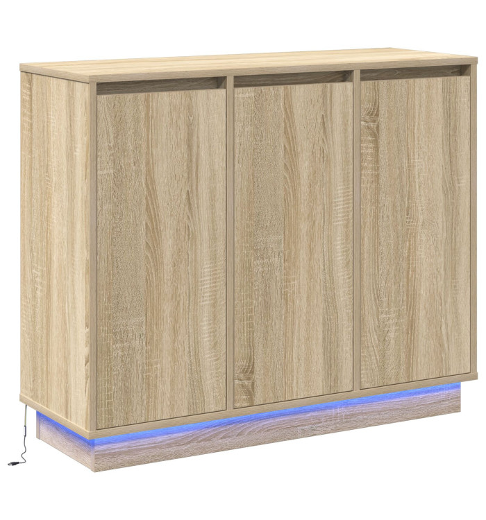 Buffet LED Chêne Sonoma 90x32x75 cm en bois d'ingénierie | Mobilier & Déco