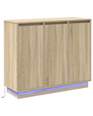 Buffet LED Chêne Sonoma 90x32x75 cm en bois d'ingénierie | Mobilier & Déco
